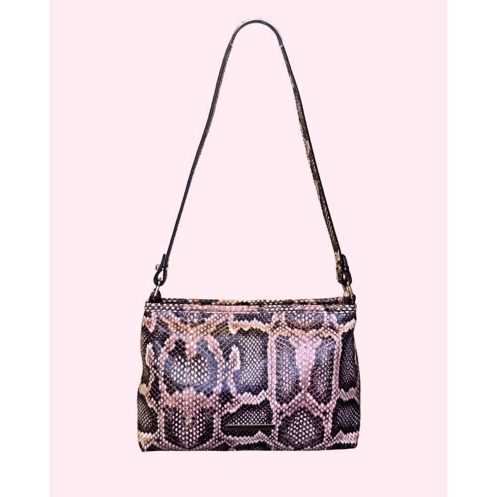 Brahmin Lorelei Snakeskin Shoulder Bag Embossed Genuine Leather Brown NWT